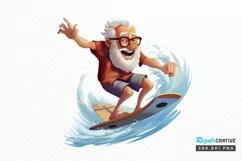 Funny Grandpa Surfing PNG Clipart Product Image 1