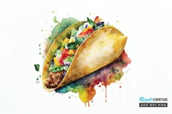 Watercolor Taco clipart png clipart Product Image 1