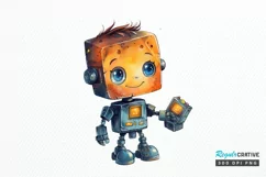 Robot Boy Watercolor Sublimation PNG Clipart Product Image 1