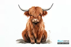 Cute Highland Cow Sublimation PNG Clipart Product Image 1