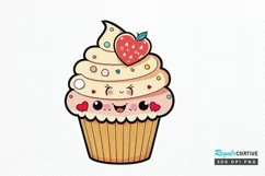 Cute Kawaii Cupcakes Valentine Stickers PNG Clipart Product Image 1