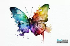 Watercolor Rainbow Butterflie PNG Clipa Product Image 1