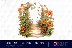 Watercolor Halloween Garden Path Sublimation Clipart Product Image 1