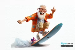Funny Grandpa Surfing PNG Clipart Product Image 1