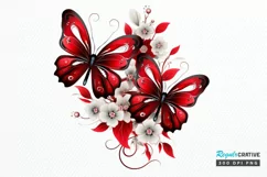 Floral Red Butterfly Couple PNG Clipart Product Image 1