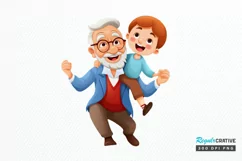 Happy Grandpa and Grandson PNG Clipart Product Image 1
