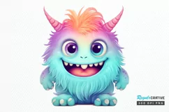 Cute Monster Watercolor Sublimation PNG Clipart Product Image 1