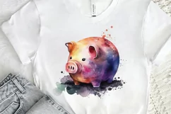 Watercolor Piggy Bank PNG Clipart Product Image 2