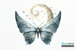 Fairy Night Moth and Moon PNG Clipart Product Image 1