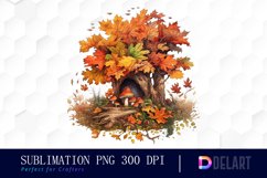 Watercolor Enchanted Forest with Autumn Leave PNG Clipart Product Image 1