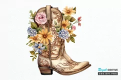 Western Floral Boots Sublimation PNG Clipart Product Image 1
