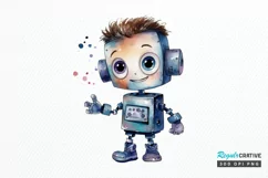 Robot Boy Watercolor Sublimation PNG Clipart Product Image 1
