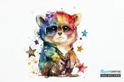 Watercolor cute animal superstar PNG Clipa Product Image 1