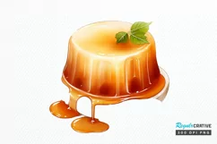 Watercolor Crème Caramel PNG Clipart Product Image 1