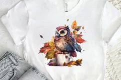 Watercolor Cute Owl with a Cup PNG Clipart Product Image 2