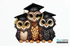 Graduation Owl Friends Sublimation PNG Clipart Product Image 1