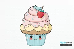 Cute Kawaii Cupcakes Valentine Stickers PNG Clipart Product Image 1