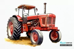 Farm Tractor Watercolor Sublimation PNG Clipart Product Image 1
