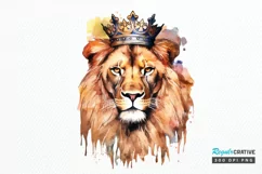 Watercolor King Lion Sublimation PNG Clipart Product Image 1