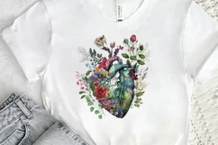 Watercolor Anatomical Floral Heart PNG Clipart Product Image 2