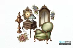 Watercolor Victorian Furniture png clipart Product Image 1