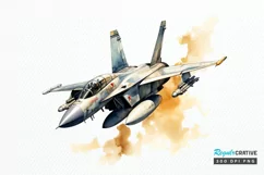Fighter Aircraft Watercolor PNG Clipart Product Image 1