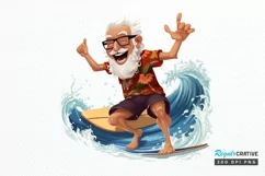 Funny Grandpa Surfing PNG Clipart Product Image 1
