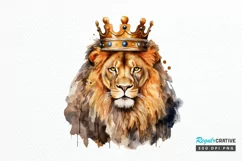 Watercolor King Lion Sublimation PNG Clipart Product Image 1