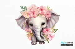 Flower Baby Elephant Sublimation PNG Clipart Product Image 1