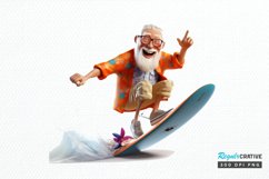 Funny Grandpa Surfing PNG Clipart Product Image 1