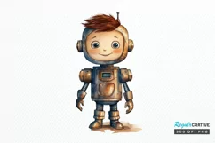 Robot Boy Watercolor Sublimation PNG Clipart Product Image 1