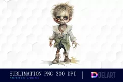 Watercolor Halloween Zombie Kid PNG Clipart Product Image 1