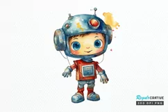 Robot Boy Watercolor Sublimation PNG Clipart Product Image 1