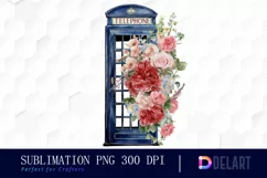 Watercolor Flower Phone Booth Clipart PNG Product Image 1