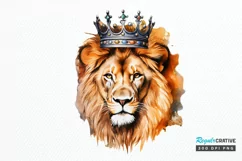 Watercolor King Lion Sublimation PNG Clipart Product Image 1