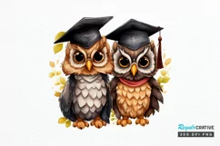 Graduation Owl Friends Sublimation PNG Clipart Product Image 1