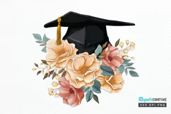 Floral Graduation Caps Sublimation PNG Clipart Product Image 1