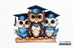 Graduation Owl Friends Sublimation PNG Clipart Product Image 1
