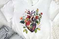 Watercolor Anatomical Floral Heart PNG Clipart Product Image 2