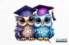 Graduation Owl Friends Sublimation PNG Clipart Product Image 1