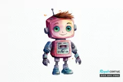 Robot Boy Watercolor Sublimation PNG Clipart Product Image 1