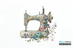 Watercolor Floral Sewing Machines PNG Clipart Product Image 1