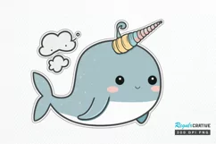 Cute Kawaii Narwhal Sticker PNG Clipart Product Image 1