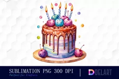 Watercolor Cute Birthday Cake PNG Clipart Product Image 1