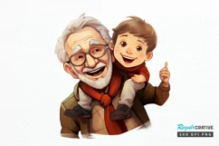 Happy Grandpa and Grandson PNG Clipart Product Image 1