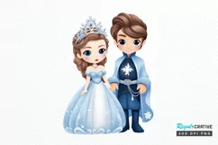 Cute Snow Princess and Prince PNG Clipart Product Image 1