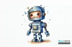 Robot Boy Watercolor Sublimation PNG Clipart Product Image 1