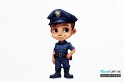 Cute Police Officer Boy PNG Clipart Product Image 1