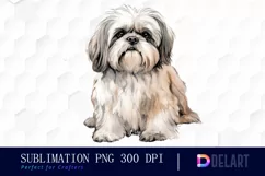 Watercolor Shih Tzu Laying Down PNG Clipart Product Image 1