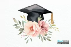 Floral Graduation Caps Sublimation PNG Clipart Product Image 1